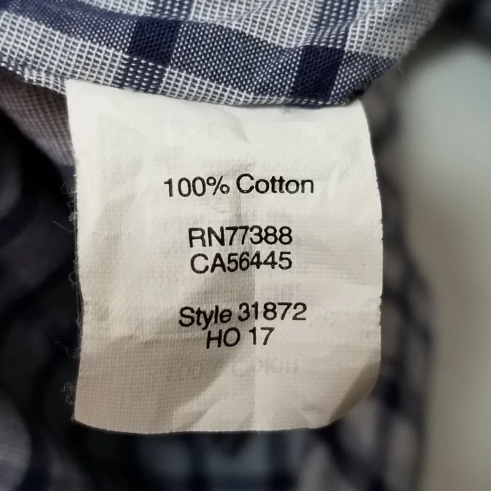 J. Crew Factory Button Front Shirt Mens Size M Blue Gray Checked Casual.